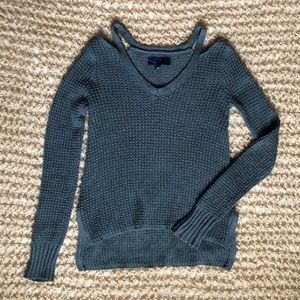 AEROPOSTAL | SHOULDER CUTOUT TEAL KNIT SWEATER